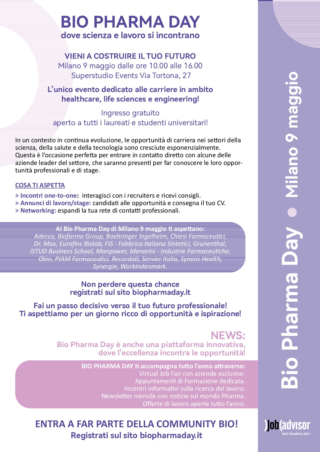 biopharmaday jobadvisor 9maggiomilano