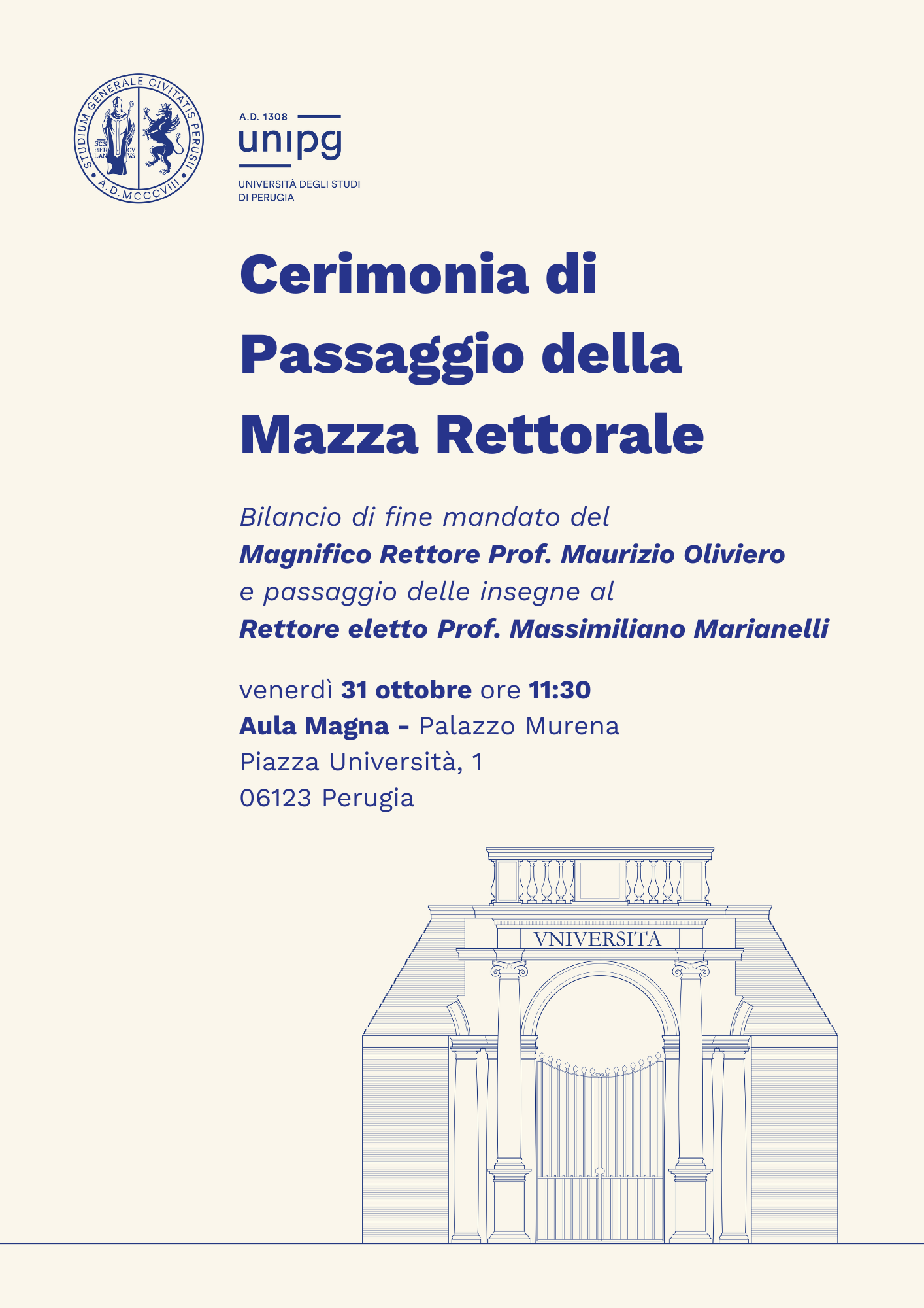 cerimonia di passaggio della mazza rettorale 31 10 2023