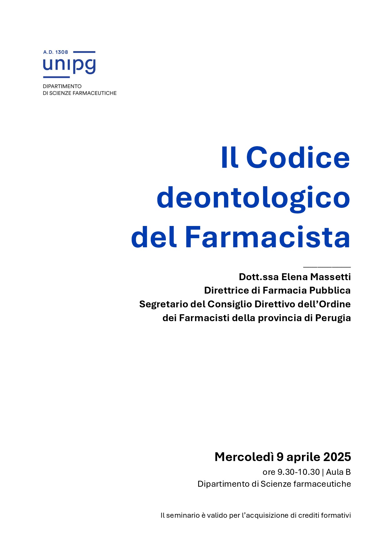 il codice deontologico del farmacista dott.sssa elena massetti 1
