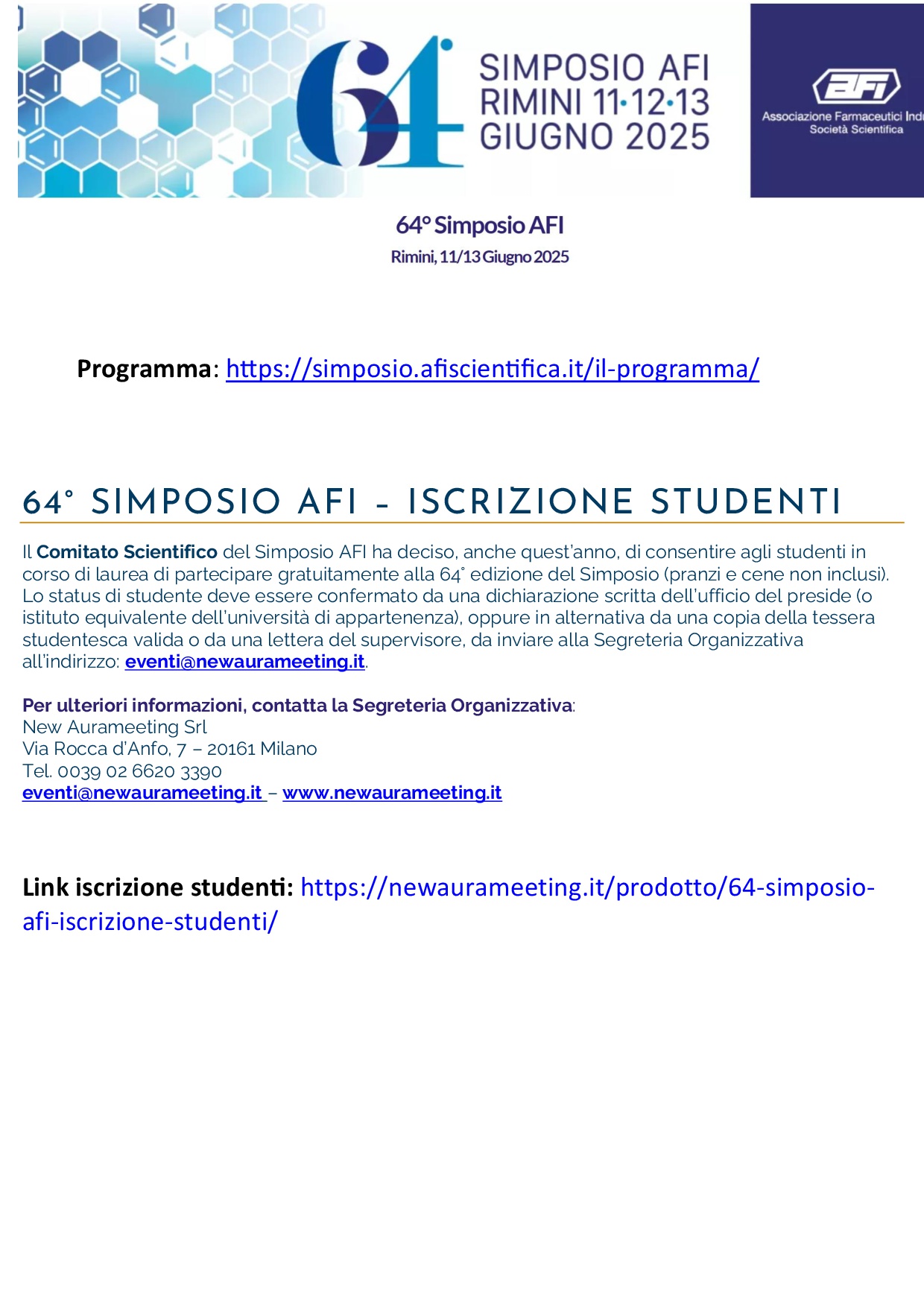 simposio afi gratutito per studenti